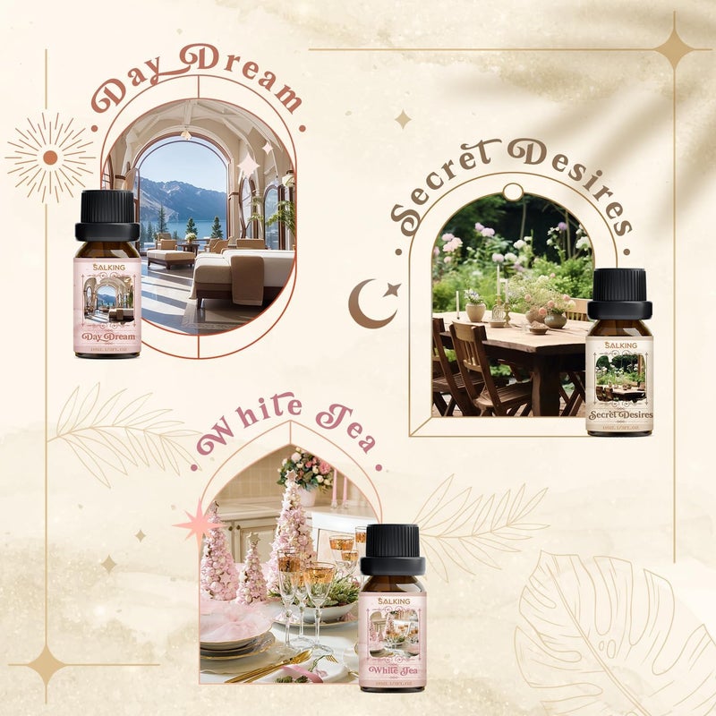 Hotel Fragrance Oil, Essential Oils Gift Set, Diffuser Oils, Scented Oils for Soaps Candle Making - The Hotel, Santal, My Way, Day Dream, Secret Desires, White Tea - Image 3