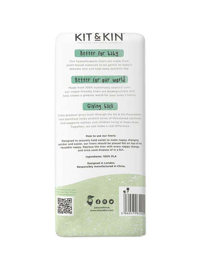 Kit & Kin Nappy Liners (Pack of 100) Naturally Dry Biodegradable liners for Baby | Designed to contain solids and make nappy changing quicker and easier