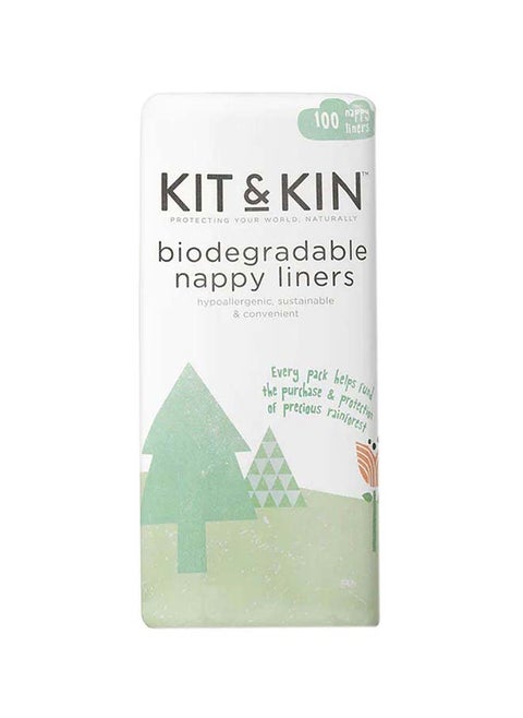 Kit & Kin Nappy Liners (Pack of 100) Naturally Dry Biodegradable liners for Baby | Designed to contain solids and make nappy changing quicker and easier