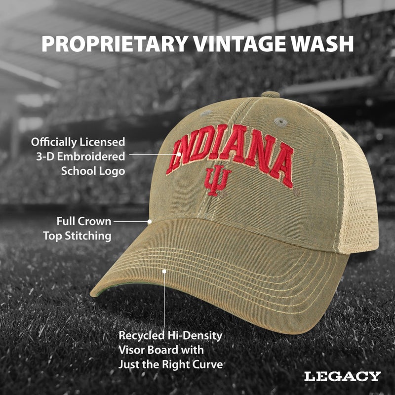 Legacy NCAA Officially Licensed Baseball Hat, Indiana Hoosiers, Lightweight Cap for Men & Women, Old Favorite Trucker Adjustable (OFA), Grey Trucker, One Size Fits Most, Snapback Closure - Image 3