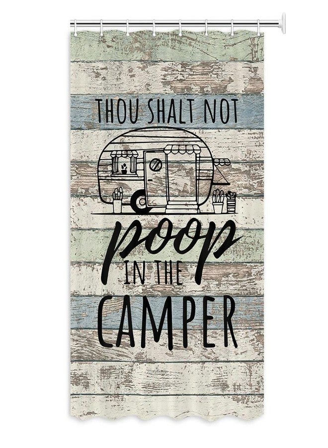 Hajmsug RV Shower Curtain for Bathroom, Funny Retro Rustic Wood Neutral Color Farmhouse Camping Short Small Camper Shower Curtain for Travel Trailers, Fun Quotes Happy Camp Shower Fabric Room Sets, 47x64 - Image 3