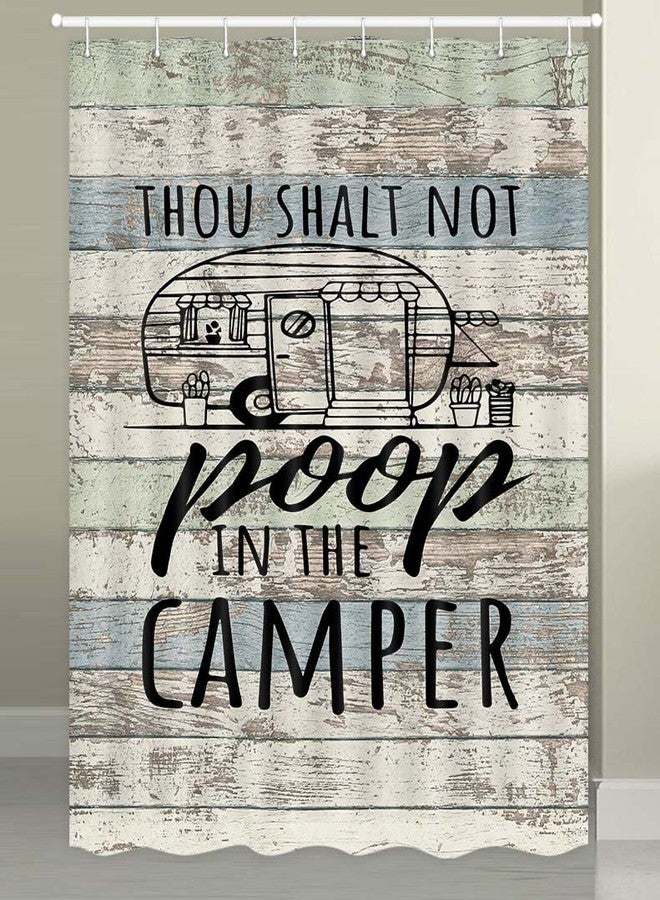 Hajmsug RV Shower Curtain for Bathroom, Funny Retro Rustic Wood Neutral Color Farmhouse Camping Short Small Camper Shower Curtain for Travel Trailers, Fun Quotes Happy Camp Shower Fabric Room Sets, 47x64 - Image 4