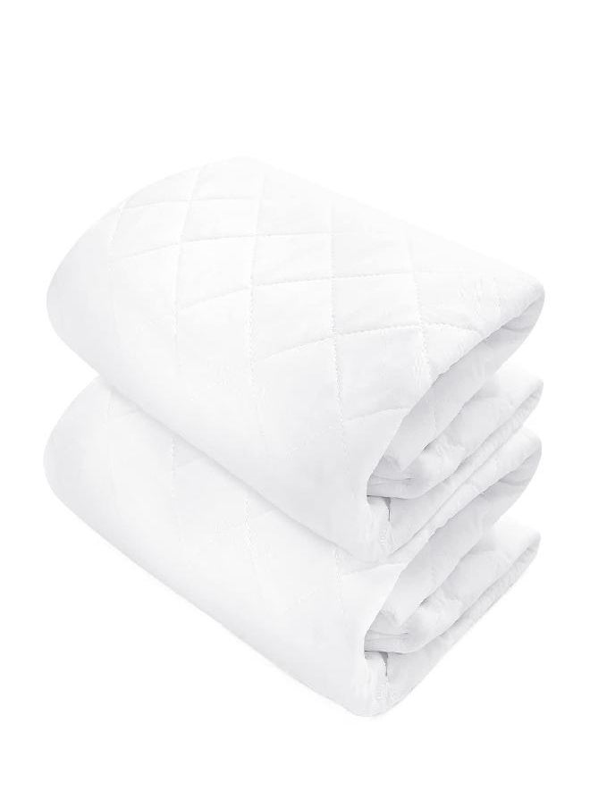 Moonsea Waterproof Crib Mattress Protector 2 Pack, Quilted Crib Mattress Pad 28''x 52'', Extra Soft Breathable Toddler Baby Mattress Pad Cover - White  - Image 3