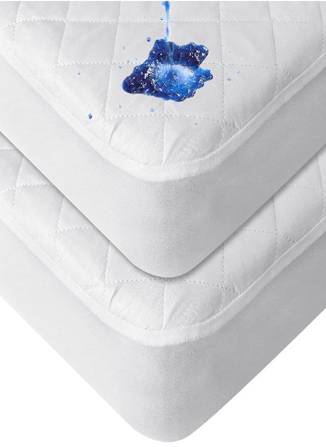 Moonsea Waterproof Crib Mattress Protector 2 Pack, Quilted Crib Mattress Pad 28''x 52'', Extra Soft Breathable Toddler Baby Mattress Pad Cover - White  - Image 1