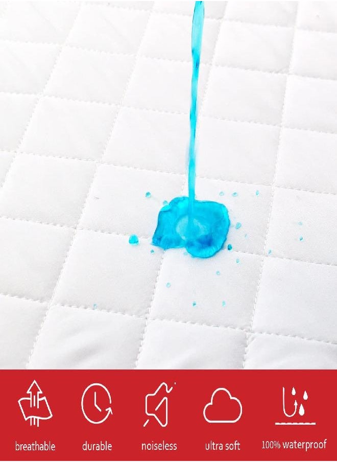 Moonsea Waterproof Crib Mattress Protector 2 Pack, Quilted Crib Mattress Pad 28''x 52'', Extra Soft Breathable Toddler Baby Mattress Pad Cover - White  - Image 2
