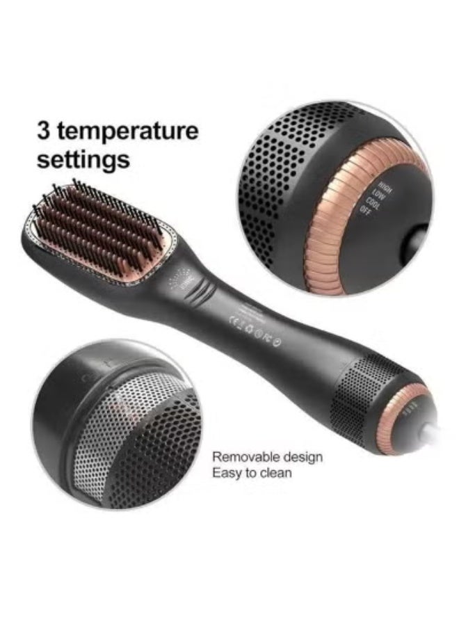 Denx 3-in-1 Hot Air Brush for Hair Styling, Straightening, Drying & Volumizing | Powerful 1200-1500W Performance with 3-Speed Heat Settings | Anti-Frizz Ceramic Brush for Smooth Results | Lightweight Design for Home & Travel | Suitable for All Hair Types - Image 4