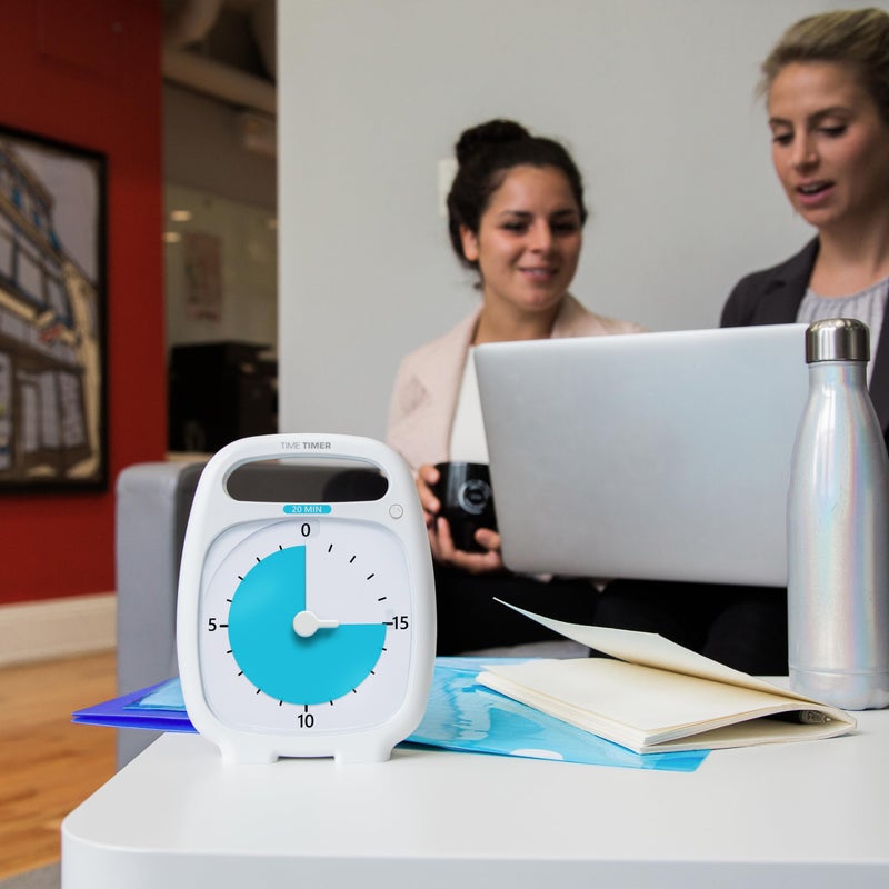 Time Timer PLUS 20 Minute Desk Visual Timer — Countdown Timer with Portable Handle for Classroom, Office, Homeschooling, Study Tool with Silent Operation (White) - Image 3