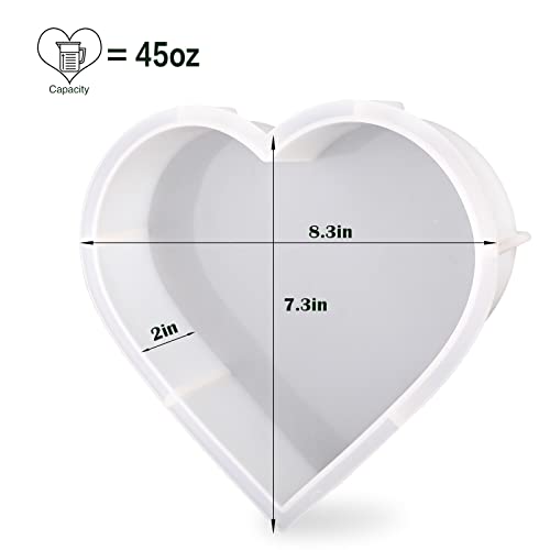 Actvty Large Silicone Molds for Resin, Heart Resin Mold, Epoxy Resin Molds for Flowers Preservation, Resin Art Casting, DIY Wedding, Valentine, Home Decors (8.3'' x 2'') - Image 2