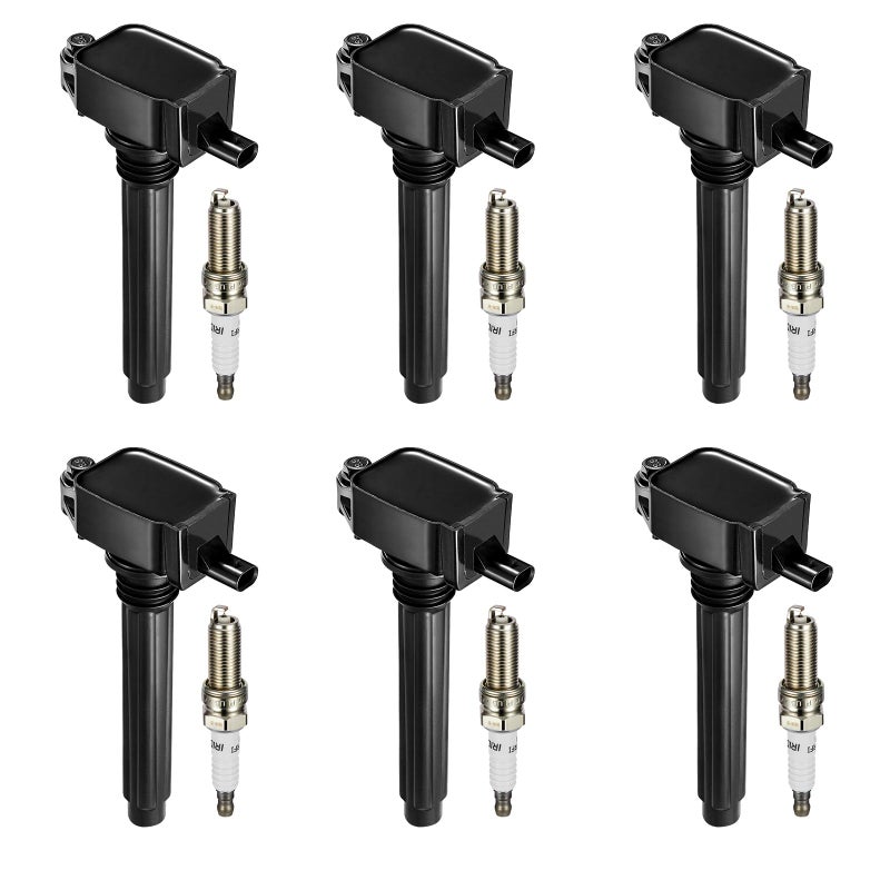 BDFHYK Ignition Coil Pack UF648 and Iridium Spark Plug 97390 Compatible with Jeep Grand Cherokee 2011-2015 Jeep Wrangler Dodge Charger Grand Caravan 2016 Chrysler 200 300 Jeep Coil Pack 3.6L Set of 6 - Image 1
