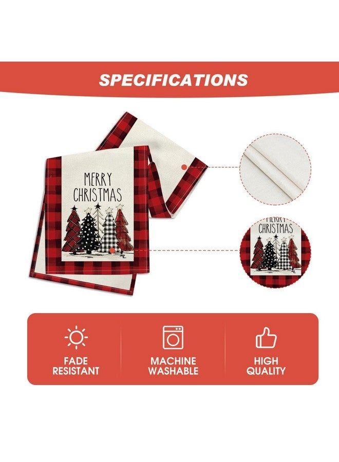 Artoid Mode Artoid Mode Watercolor Red and Black Buffalo Plaid Christmas Trees Merry Xmas Table Runner, Seasonal Winter Holiday Kitchen Dining Table Decoration for Indoor Outdoor Home Party Decor 13 x 72 Inch - Image 5