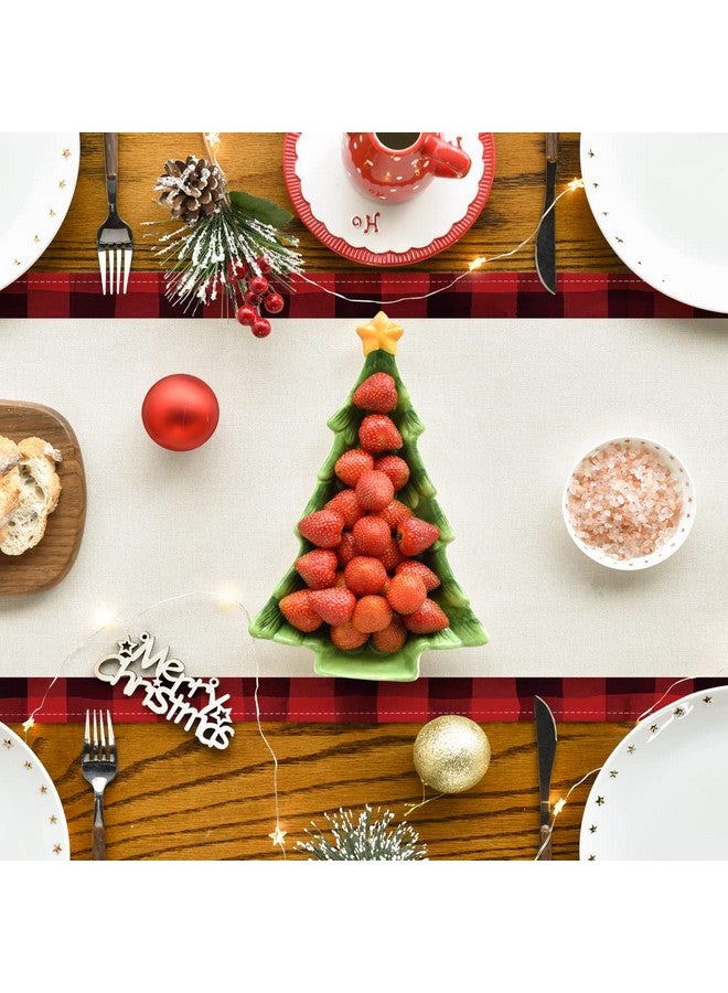Artoid Mode Artoid Mode Watercolor Red and Black Buffalo Plaid Christmas Trees Merry Xmas Table Runner, Seasonal Winter Holiday Kitchen Dining Table Decoration for Indoor Outdoor Home Party Decor 13 x 72 Inch - Image 4