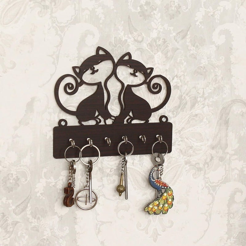 SHREE RAM IMPEX Kitty Cat Key Holder for Stylish Unique Design Wood Key Holder Best Decorative Item for Home Decor Wooden Keychain Hangers for Office - Image 2