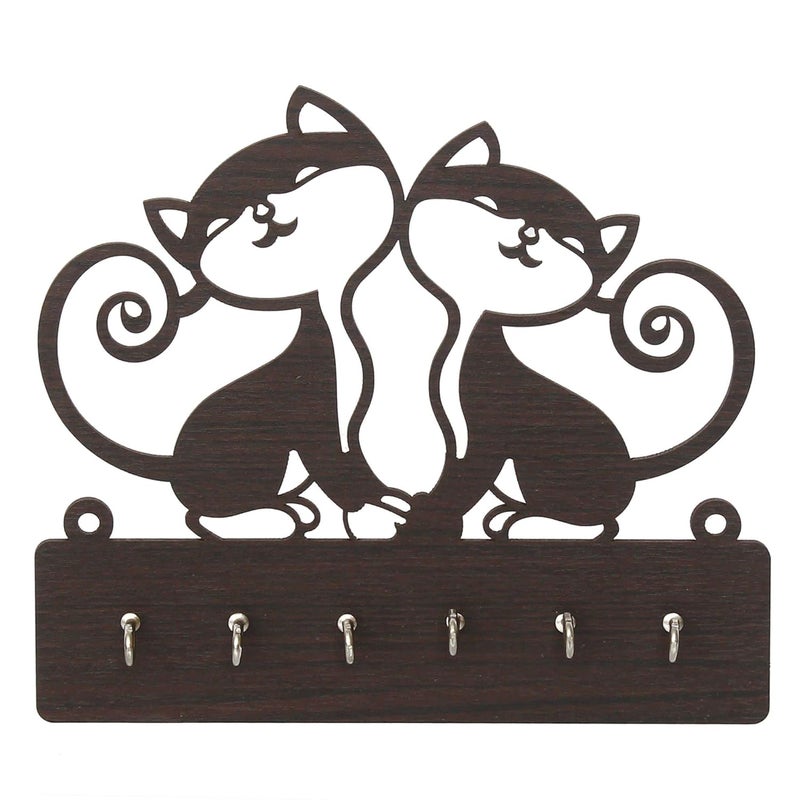 SHREE RAM IMPEX Kitty Cat Key Holder for Stylish Unique Design Wood Key Holder Best Decorative Item for Home Decor Wooden Keychain Hangers for Office - Image 3