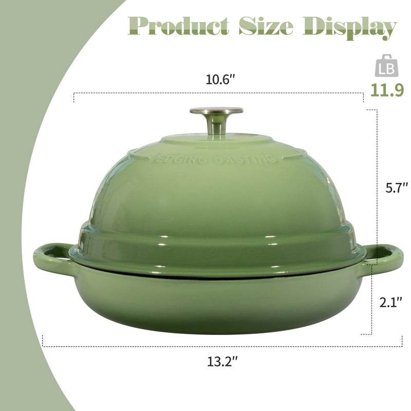 EDGING CASTING Enameled Cast Iron Dutch Oven Pot with Lid, Round Bread Oven for Homemade Sourdough Bread Baking, 6 Quart, Pistachio Green - Image 3