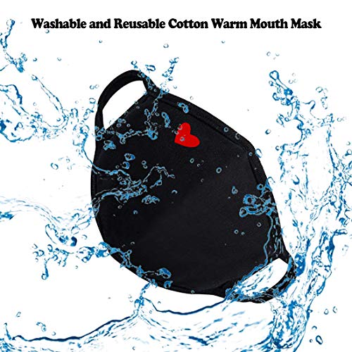 comfso Fashion Cute Heart Face Protection with Adjustable Nose Bridge Gifts for Women Unisex Cotton Cloth Heart Masks Washable Reusable Warm for Outdoor Activities Valentines Day - Image 5