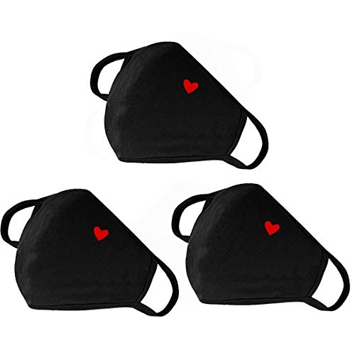 comfso Fashion Cute Heart Face Protection with Adjustable Nose Bridge Gifts for Women Unisex Cotton Cloth Heart Masks Washable Reusable Warm for Outdoor Activities Valentines Day - Image 2