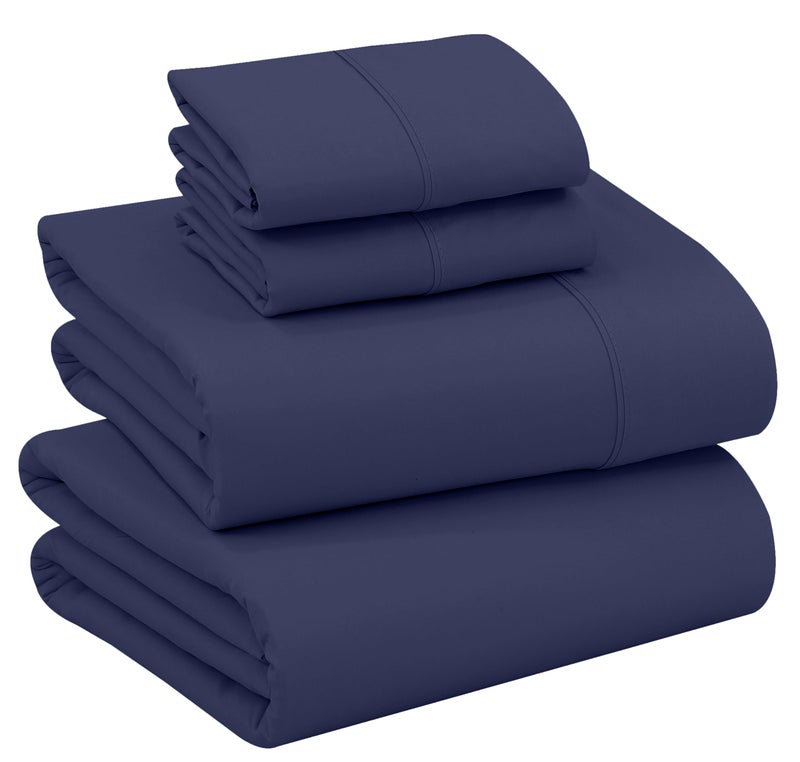 Ruvanti 100% Cotton Sheets for Queen Size Bed - Crispy Cooling Percale Sheets - Breathable & Durable Queen Sheet Set - Deep Pocket 16 Inches (Fits up to 18") - Crown Blue - 4 Pieces - Image 1
