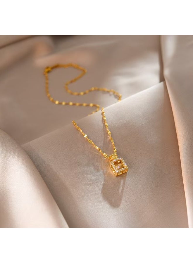 ممتاز قلادة معلق زجاجة عطر مطلي بالذهب الفاخر مع زركون متلألئ - مجوهرات أنيقة للسيدات - Image 2