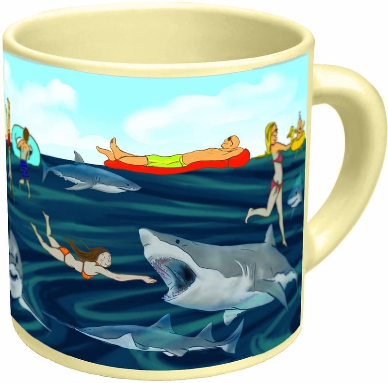 The Unemployed Philosophers Guild Shark Heat Changing Color Transforming Mug - Add Coffee and Sharks Appear Under the Water, Comes in a Fun Box,14 oz - Image 5