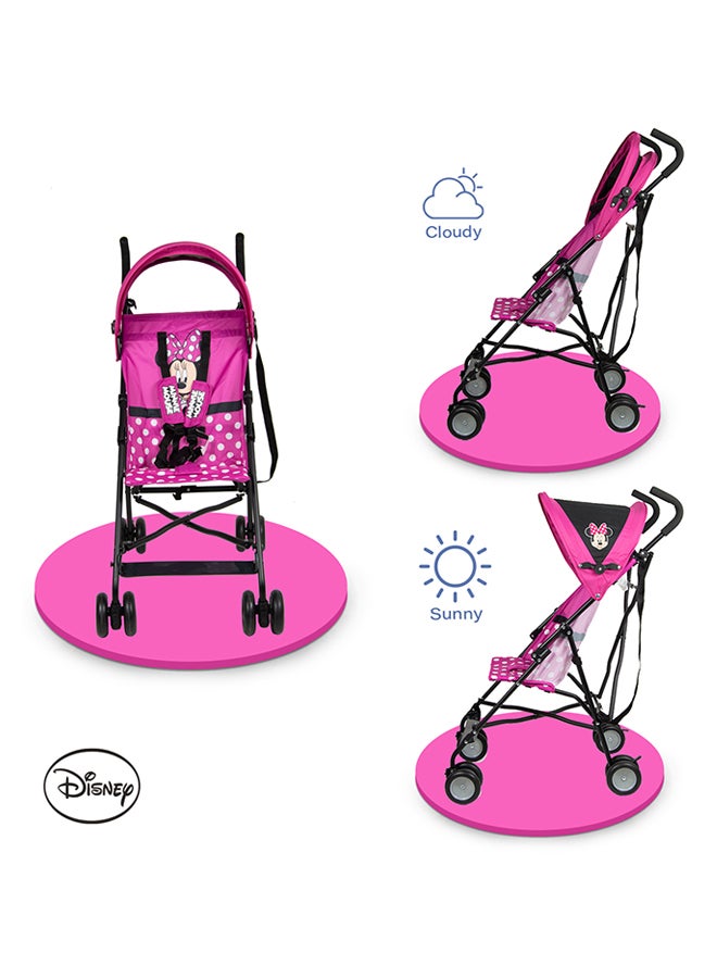 Disney Minnie Mouse Lightweight Buggy Stroller 3 - 36 Months, Pink, Rear Breaks, Shoulder Strap - Image 4