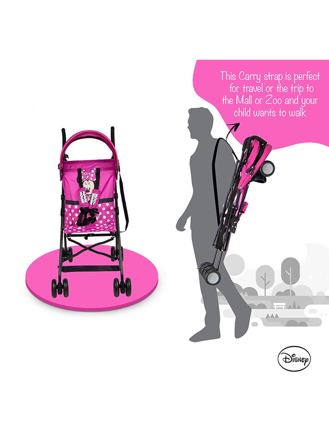 Disney Minnie Mouse Lightweight Buggy Stroller 3 - 36 Months, Pink, Rear Breaks, Shoulder Strap - Image 2