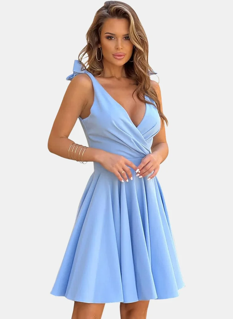 يونيكي Blue Solid Mini Dresses