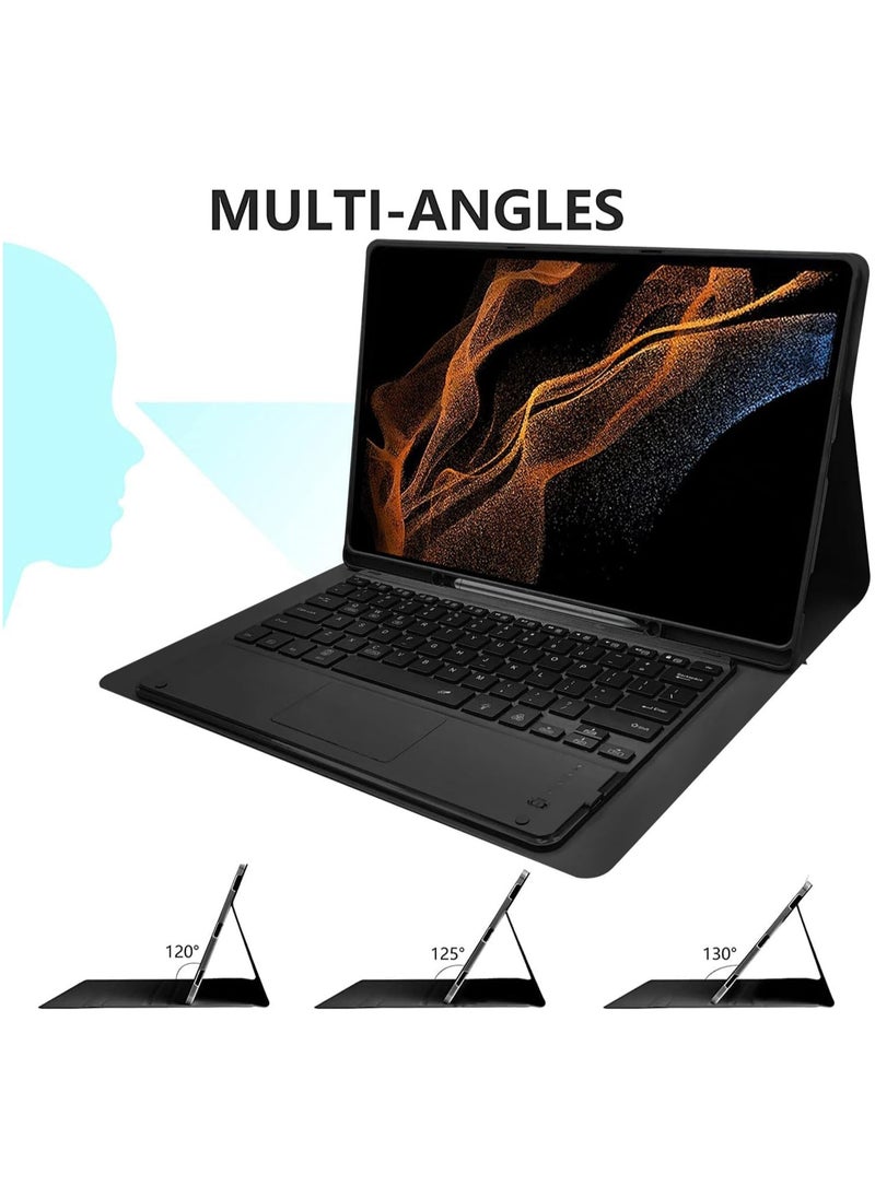 ELTRAZONE Keyboard Case for Samsung Galaxy Tab S8 Ultra 2022 14.6 Inch Tablet SM-X900/X906, Slim PU Stand Cover with S Pen Holder & Detachable Wireless Touchpad Keyboard  - Image 3