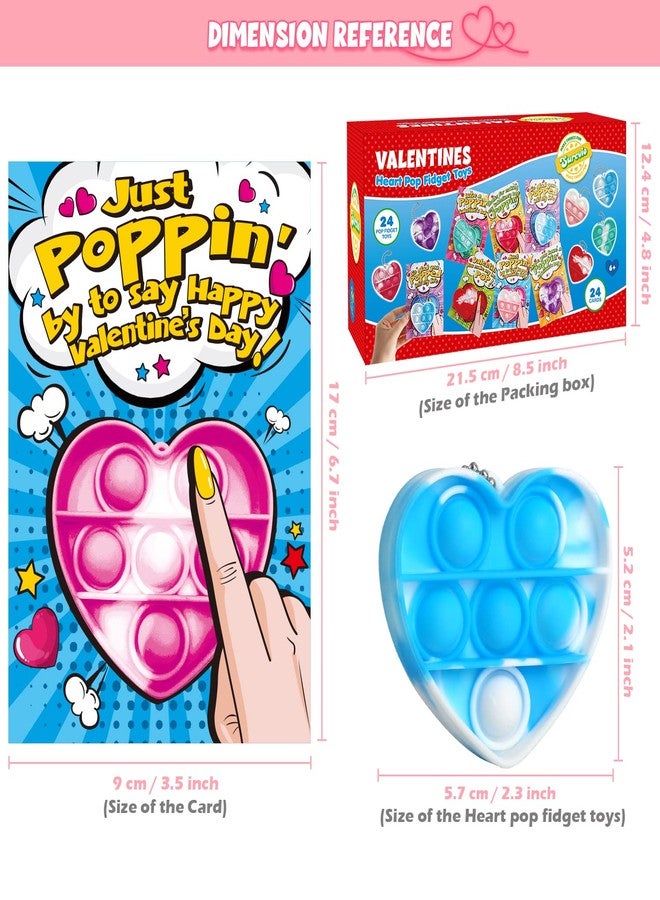 SURCVIO Valentine Day Gifts for Kids, 24 Pack Pop Fidget Heart-Shaped Mini Push Bubble Sensory it Fingertip Keychain Fidget Toys Decompression Valentines Classroom Party Favors Exchange Gifts - Image 4