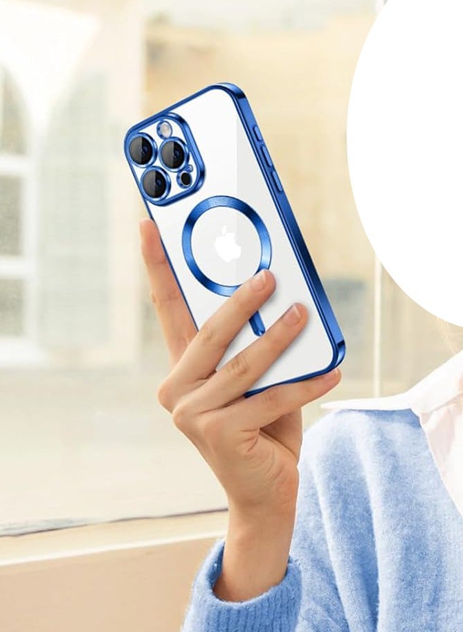 غطاء شفاف مغناطيسي لهاتف iPhone 14 Pro Max مع واقٍ للعدسة | متوافق مع MagSafe – غطاء نحيف من TPU بحواف مطلية – تصميم ناعم ووقائي - Image 4