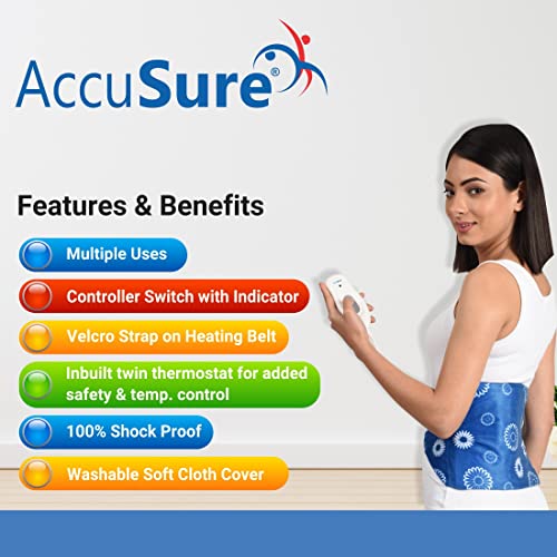 AccuSure H3001 Heating Pad (30×21 cm) Regular Size | Electric Heat Pad for Back, Neck, Shoulder & Period Cramps | Soft Fabric | Fast Heating | Reusable | Temperature Control | Unisex Use - Image 3