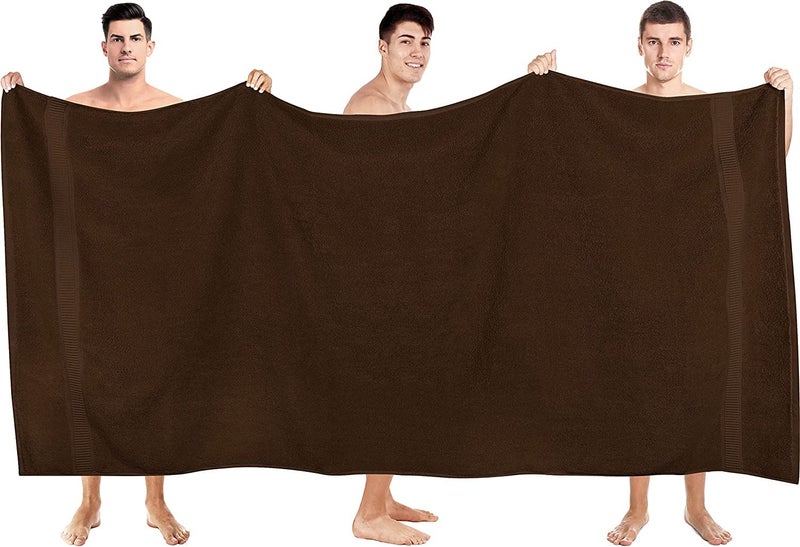 TIQH 600 GSM 100% Cotton Highly Absorbent and Quick Dry Extra Large Bath/Beach Towel/Jumbo Bath Sheet (36x72 Inches, Brown) - Image 1