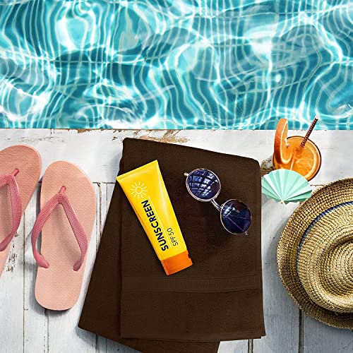 TIQH 600 GSM 100% Cotton Highly Absorbent and Quick Dry Extra Large Bath/Beach Towel/Jumbo Bath Sheet (36x72 Inches, Brown) - Image 4