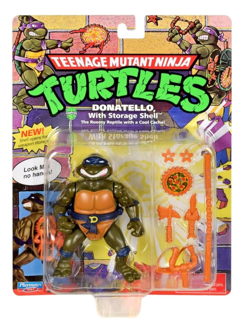 TMNT Teenage Mutant Ninja Turtles: 4” Original Classic Storage Shell Donatello Basic Figure by Playmates Toys - Image 1