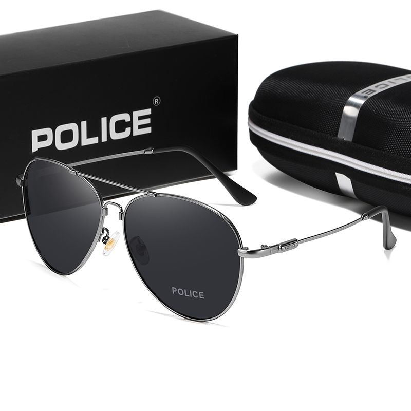 POLICE Pilot Polarized Sunglasses with UV 400 Protection Metal Frame for Driving Gun frames - Image 1