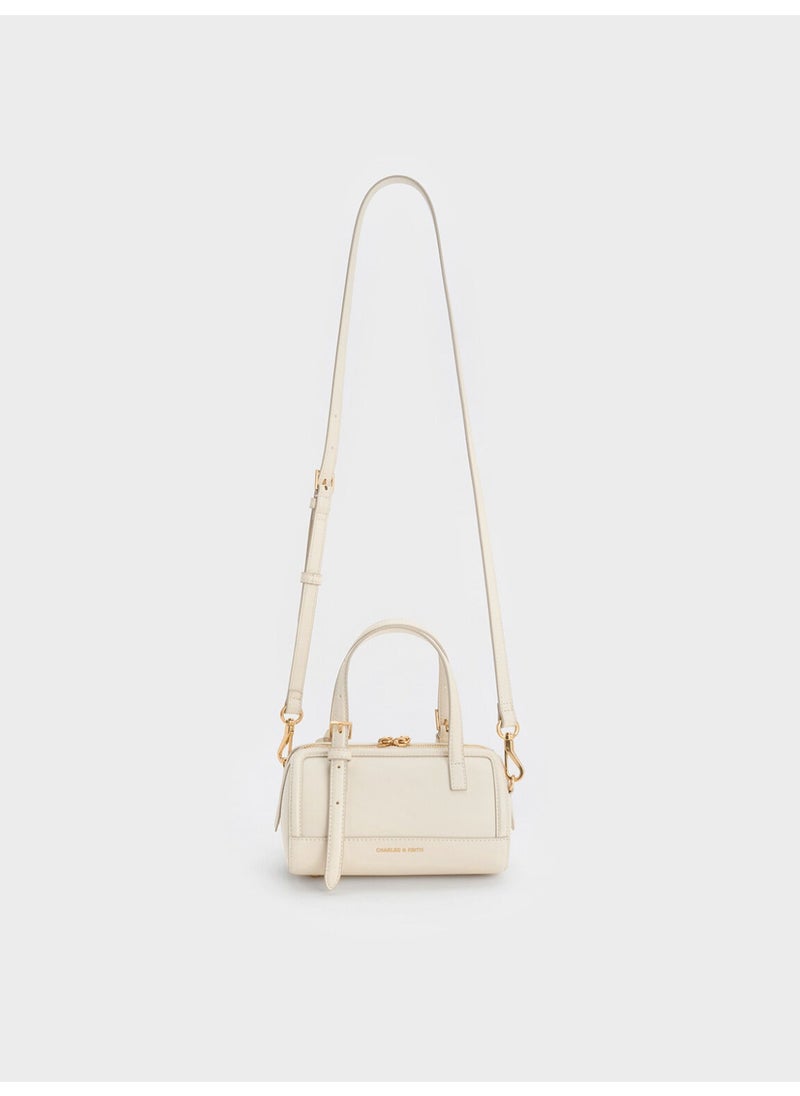 Charles & Keith CHARLES & KEITH Enola Bowling Bag & Tote Bag & Crossbody Bag for Women - Cream  - Image 3