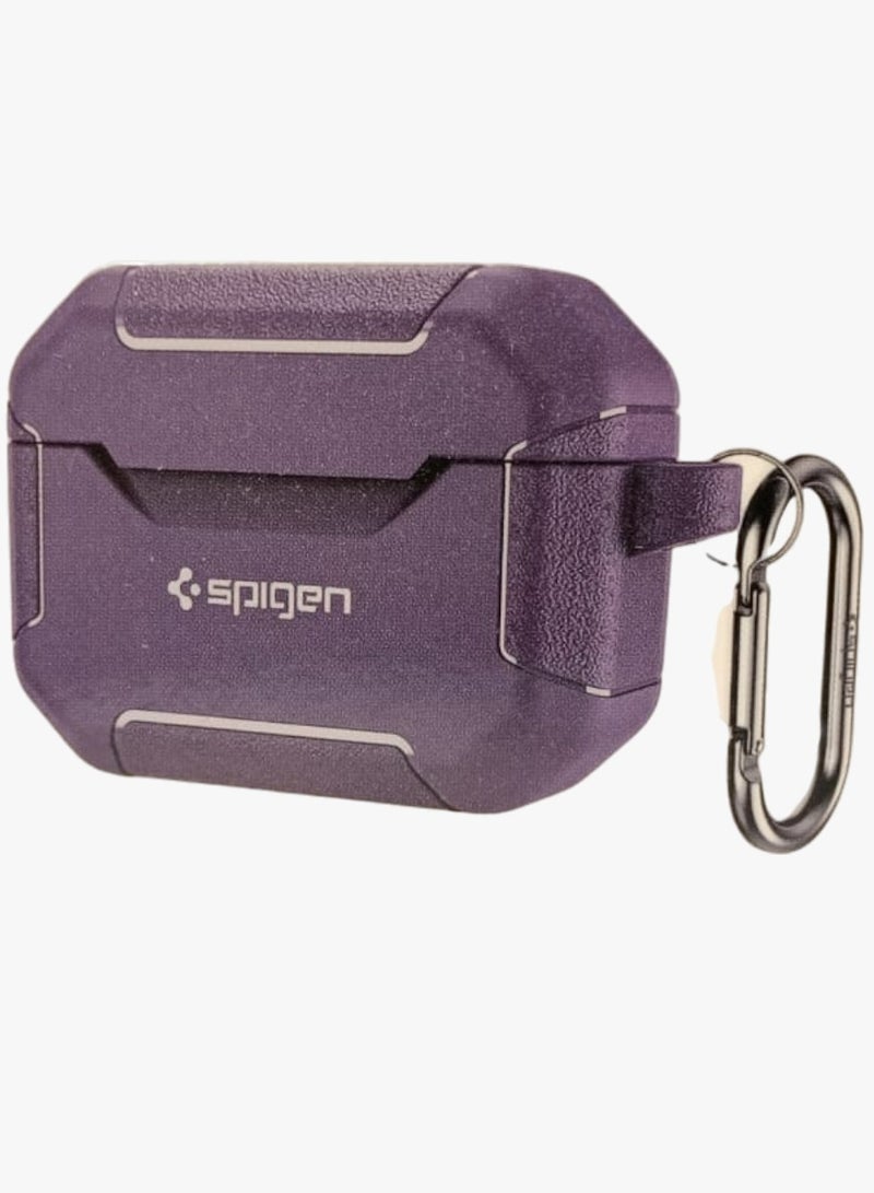SPIGEN SGP AirPods 4th Generation Silicon Case, Compatible with AirPods 4 Gen (2024) (USB-C), Compatible with MagSafe, Drop Protection Cover with Lanyard, Orbit Hybrid Silicon Case, Plum Purple - Image 1
