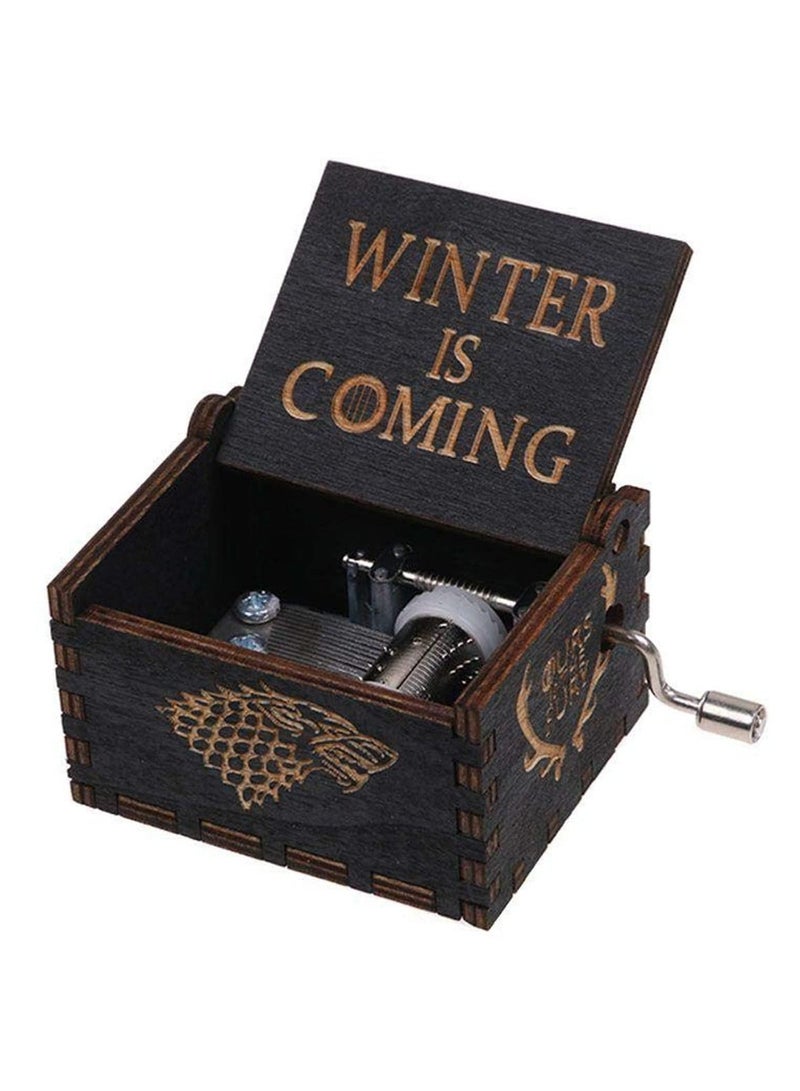 1PCS Game of Thrones House Stark Black Edition Wooden Music Box Gift for Fans Adults Kids Collectors Winterfell Theme Classic Mini Musical Box for All Ages  - Image 1