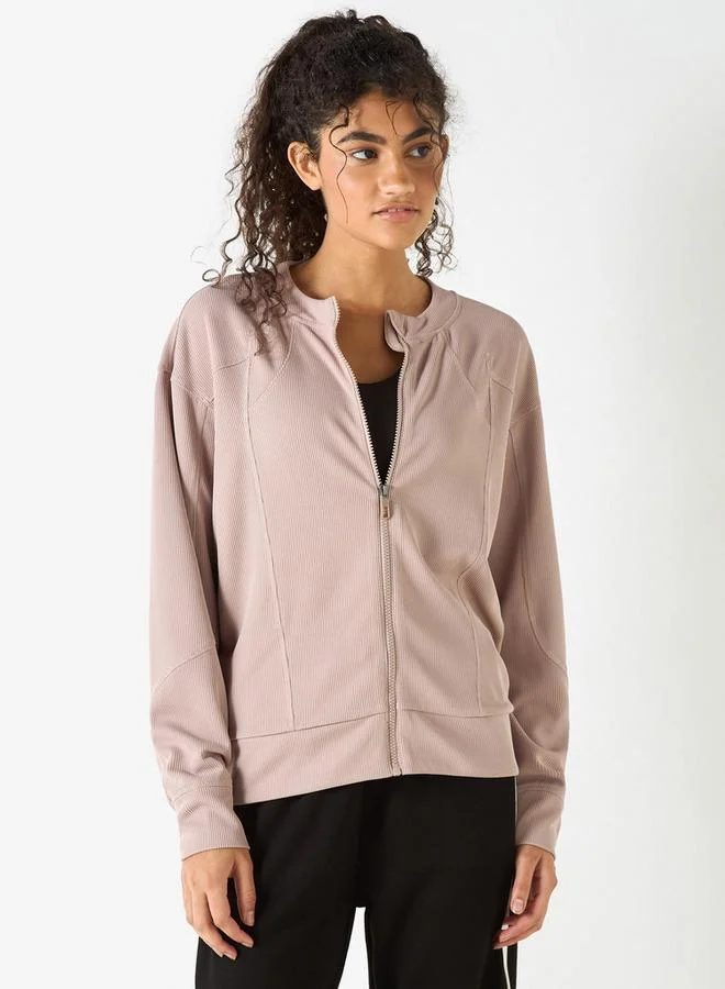 Kappa Ribbed Zip Through Jacket with Long Sleeves