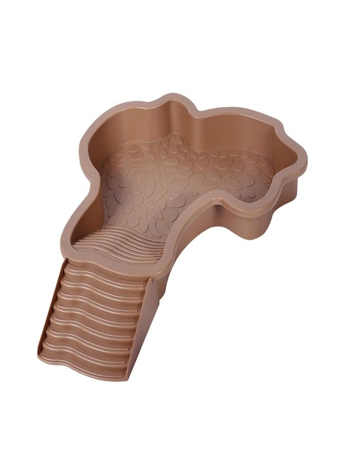 Flushbay Extra Large Reptile Bathing Pool Reptile Feeding Dish Water Bowl with Ramp Aquarium Ornament for Gecko, Snake, Turtle, Bearded Dragon, Lizard Bath (Brown Yellow) - Image 1