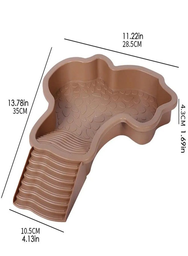 Flushbay Extra Large Reptile Bathing Pool Reptile Feeding Dish Water Bowl with Ramp Aquarium Ornament for Gecko, Snake, Turtle, Bearded Dragon, Lizard Bath (Brown Yellow) - Image 4