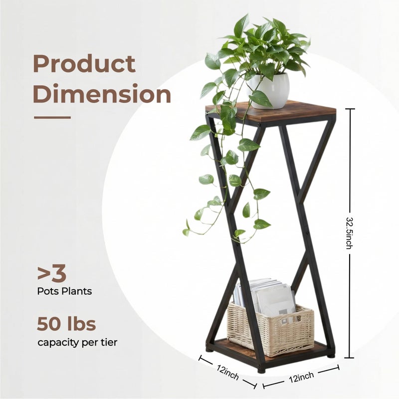 VonDream 2-Tier Tall Plant Stand Indoor, 32.5" Corner Plant Stands for Indoor Plants Multiple, Small End Table for Living Room, Corner Side Table for Home Decor - Image 4