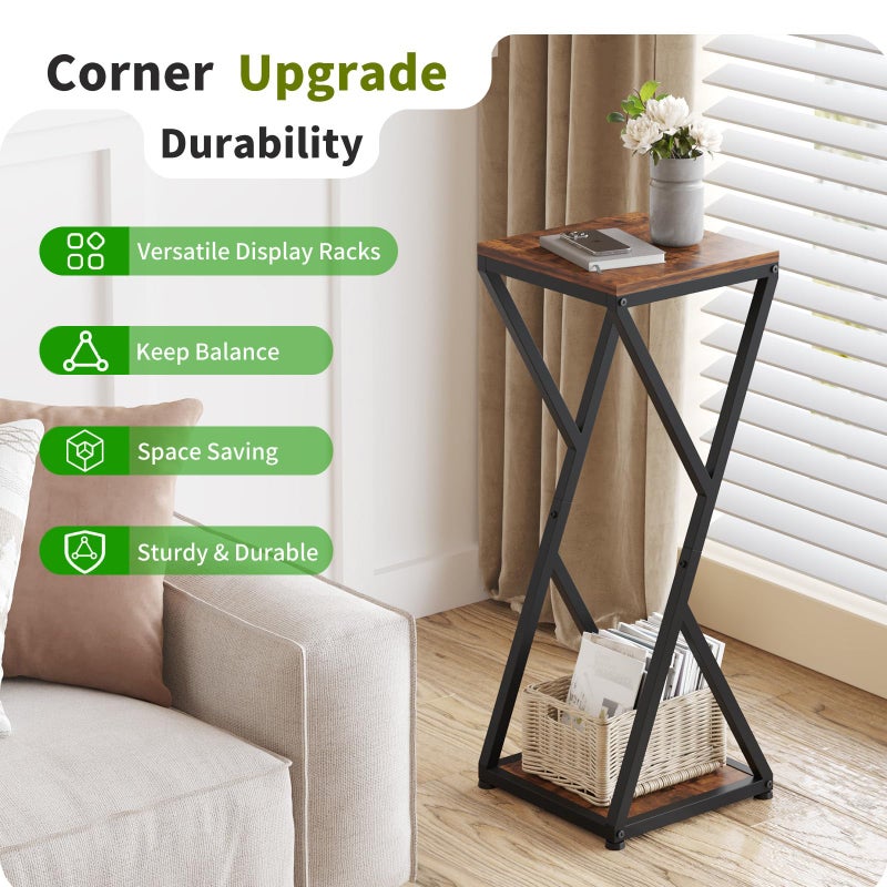 VonDream 2-Tier Tall Plant Stand Indoor, 32.5" Corner Plant Stands for Indoor Plants Multiple, Small End Table for Living Room, Corner Side Table for Home Decor - Image 5