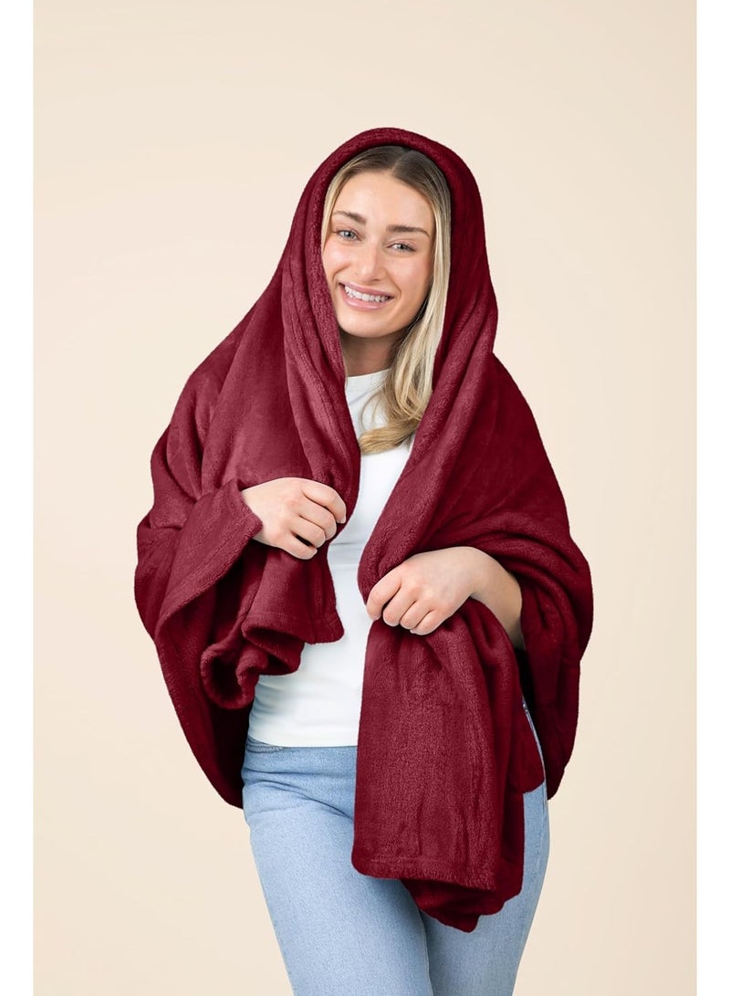 Travel Blanket & Pillow Set - Ultra Soft, Lightweight & Easy to Carry, 65x40 Inches, Includes Carrying Case, Luggage Sleeve and Airplane Comfort Backpack Clip (Pink) - Image 2
