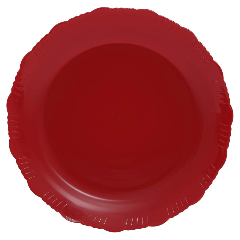 Cutting EDGE Round Colorful Set of Dinner Plates for Families Daily Use Parties Unbreakable Kid Friendly Microwave Safe Dishwasher Safe Set of 6 Dark Red - Image 3
