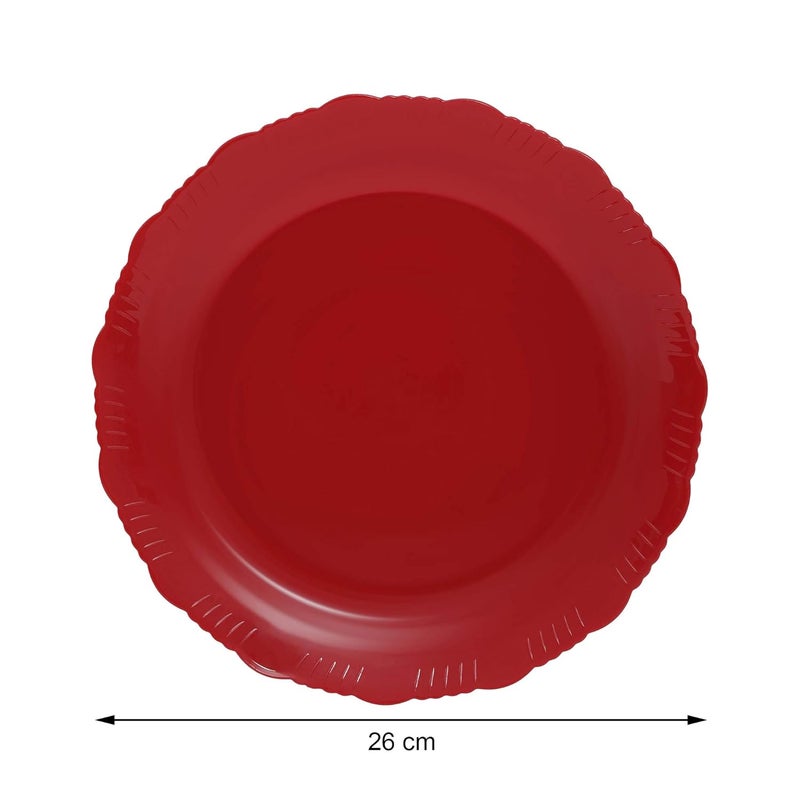 Cutting EDGE Round Colorful Set of Dinner Plates for Families Daily Use Parties Unbreakable Kid Friendly Microwave Safe Dishwasher Safe Set of 6 Dark Red - Image 5