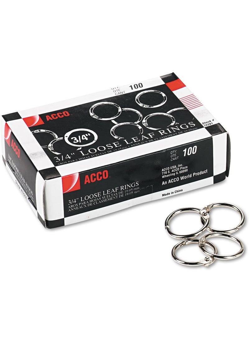 ACCO ACCO Loose Leaf Binder Rings, 3/4", Silver, 100 Rings/Box (72201)  - Image 1