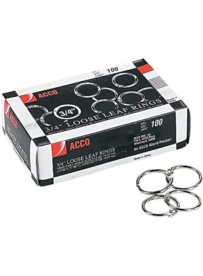 ACCO Brands خواتم مجلدات ورق ACCO، 3/4"، فضي، 100 حلقة/علبة (72201) - Image 2