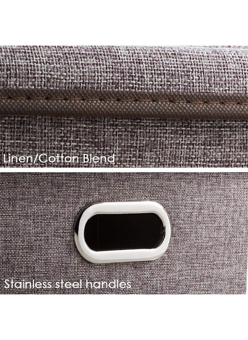 TAPIT - 1PCS Collapsible Stackable Storage Bins with Lids, Closet Storage Bins with Handles, Closet Shelf Organizer and Storage, Linen Fabric Storage Baskets Washable (Khaki) - Image 1