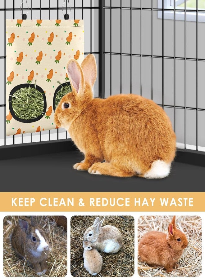 Bissap Rabbit Hay Feeder Bag, 2 Holes Hanging Hay Feeder Guinea Pig Hay Bag with Side Pocket for Rabbits Bunny Chinchillas Hamsters Rats and Other Small Pets Small Animal - Beige - Image 3