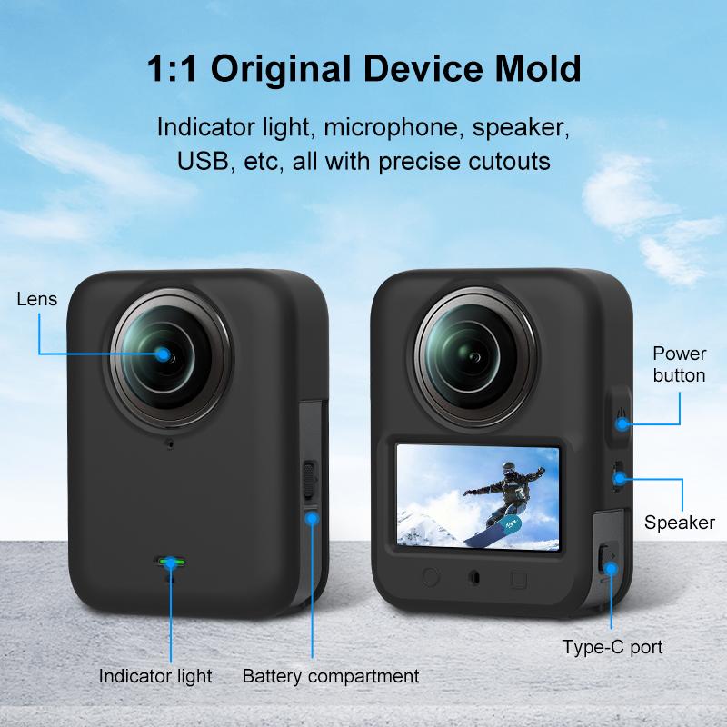 بولوز غطاء حماية سيليكون لكاميرا دي جي آي أوزمو 360 مع غطاء للعدسة (أسود) - Image 4